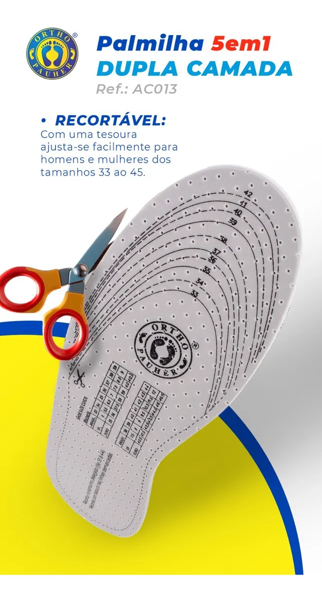 Palmilha Ortopédica 5 em 1 Dupla Camada Unissex - Ortho Pauher - Imagem 2