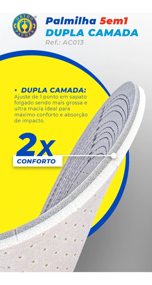 Palmilha Ortopédica 5 em 1 Dupla Camada Unissex - Ortho Pauher - Imagem 5